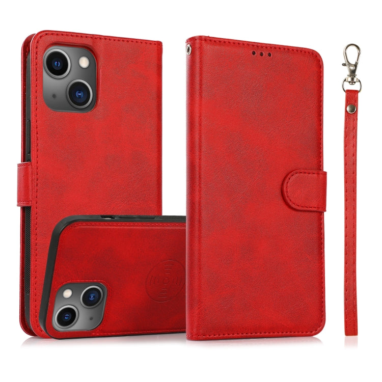 For iPhone 13 mini Calf Texture 2 in 1 Detachable Magnetic Back Cover Horizontal Flip Leather Case with Holder & Card Slots & Wallet & Photo Frame