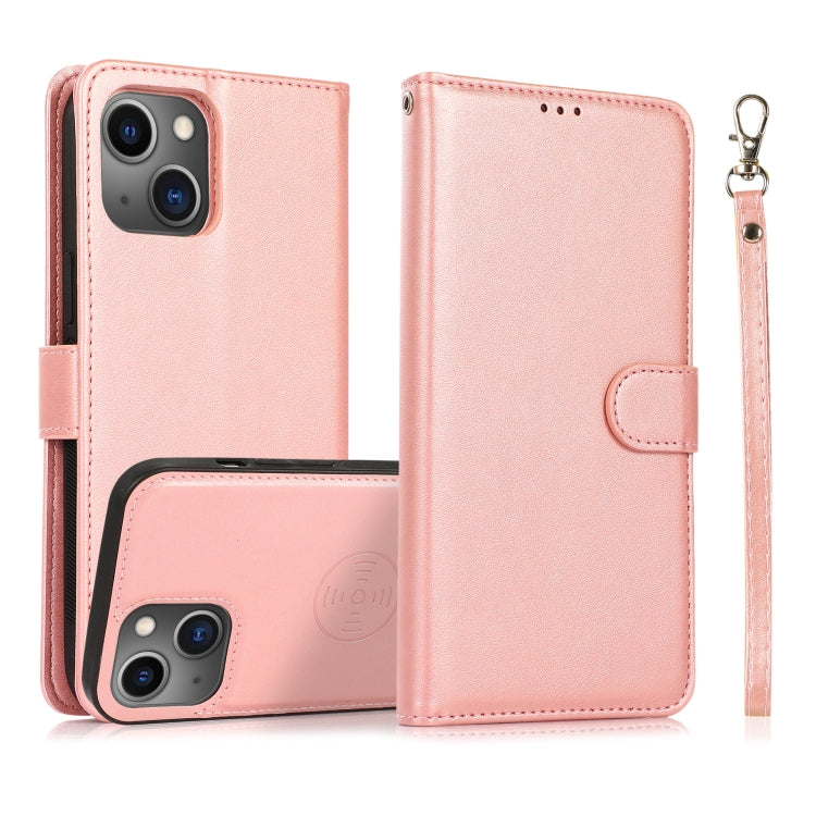 For iPhone 13 mini Calf Texture 2 in 1 Detachable Magnetic Back Cover Horizontal Flip Leather Case with Holder & Card Slots & Wallet & Photo Frame