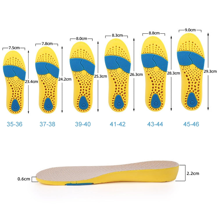 2 Pairs 086 086 PU Silicone Sweat-absorbent Breathable Shock-absorbing Sports Full Shoe Pads Cuttable Increase Insole, Size:45-46(Yellow Bottom Gray Surface)