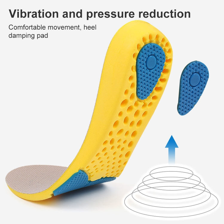 2 Pairs 086 086 PU Silicone Sweat-absorbent Breathable Shock-absorbing Sports Full Shoe Pads Cuttable Increase Insole, Size:45-46(Yellow Bottom Gray Surface)