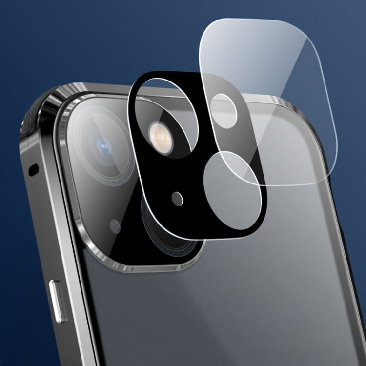 For iPhone 13 Four-corner Shockproof Anti-peeping Magnetic Metal Frame Double-sided Tempered Glass Case