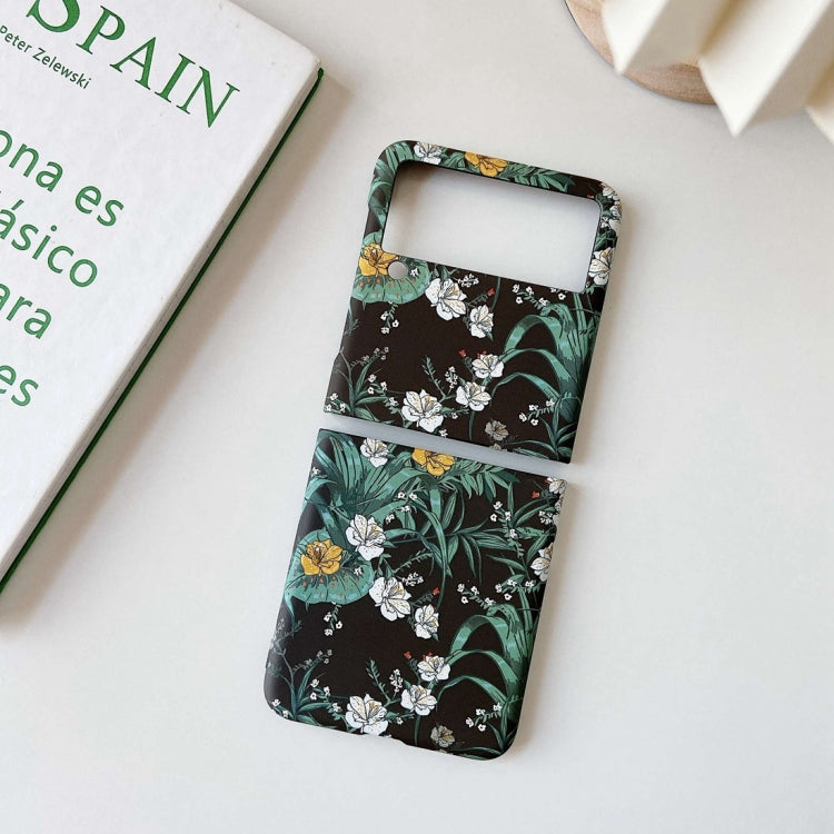 For Samsung Galaxy Z Flip3 5G Small Floral Shockproof PC + Water Paste Protective Case