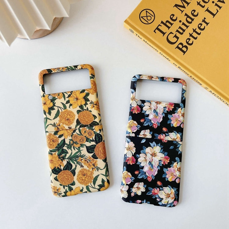 For Samsung Galaxy Z Flip3 5G Small Floral Shockproof PC + Water Paste Protective Case