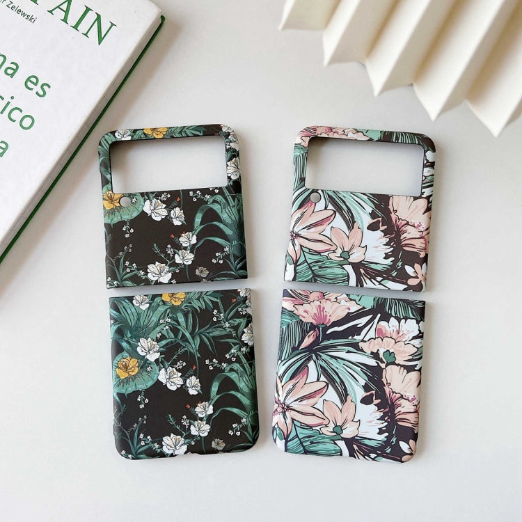 For Samsung Galaxy Z Flip3 5G Small Floral Shockproof PC + Water Paste Protective Case