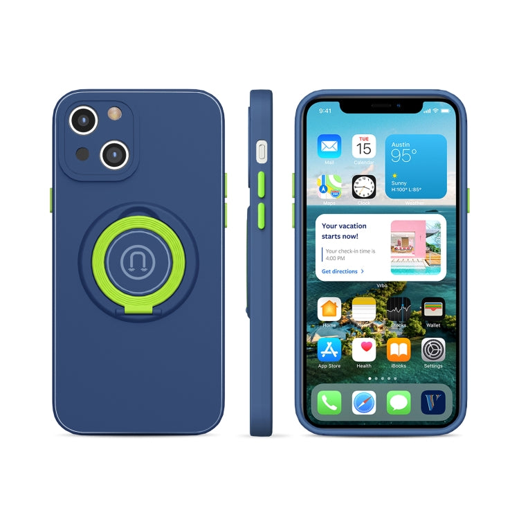 For iPhone 13 Skin Feel 2 in 1 Magnetic PC + TPU Shockproof Case with Ring Holder