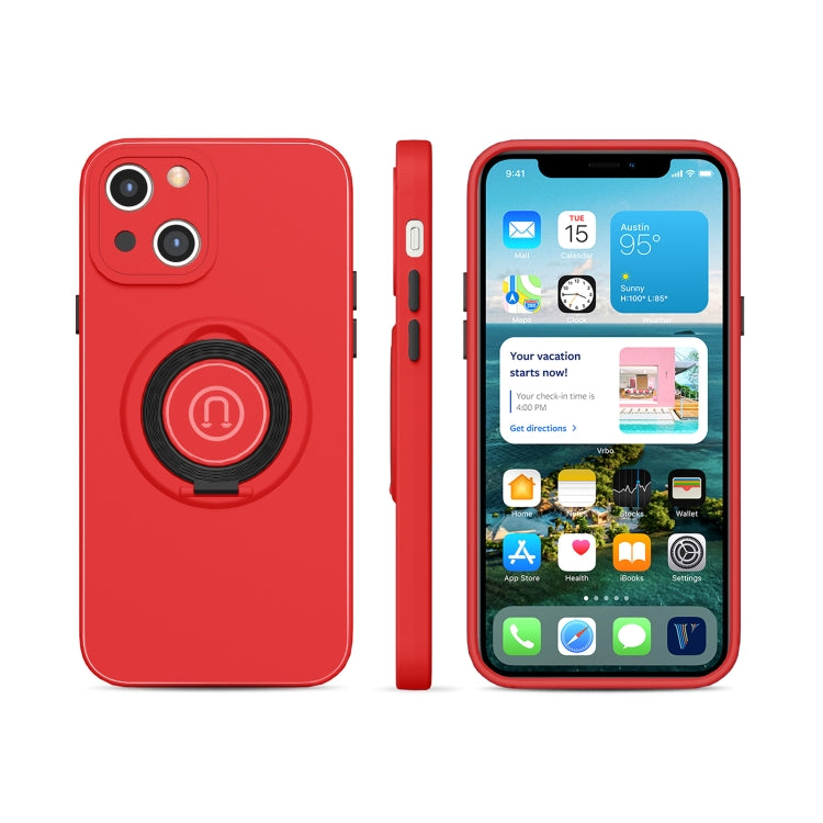 For iPhone 13 Skin Feel 2 in 1 Magnetic PC + TPU Shockproof Case with Ring Holder