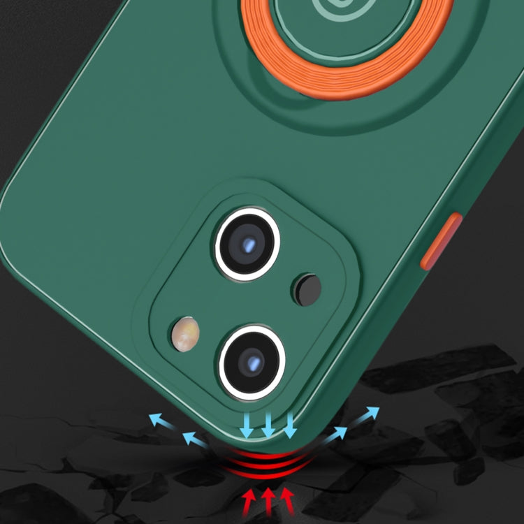 For iPhone 13 Skin Feel 2 in 1 Magnetic PC + TPU Shockproof Case with Ring Holder