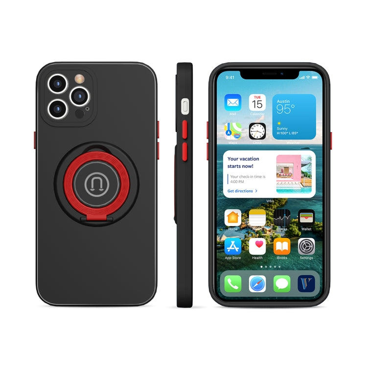 For iPhone 13 Pro Max Skin Feel 2 in 1 Magnetic PC + TPU Shockproof Case with Ring Holder