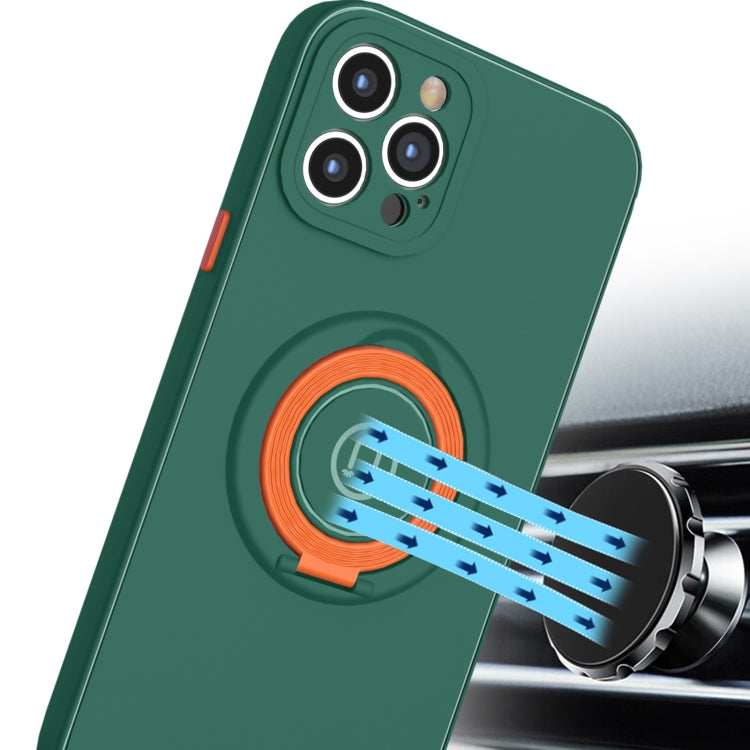 For iPhone 13 Pro Max Skin Feel 2 in 1 Magnetic PC + TPU Shockproof Case with Ring Holder