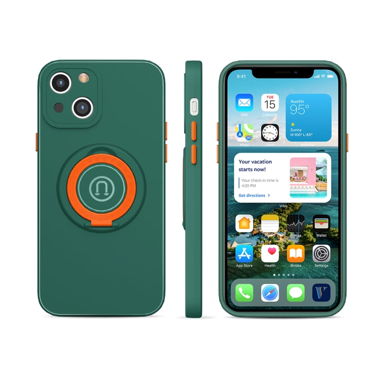 For iPhone 13 mini Skin Feel 2 in 1 Magnetic PC + TPU Shockproof Case with Ring Holder
