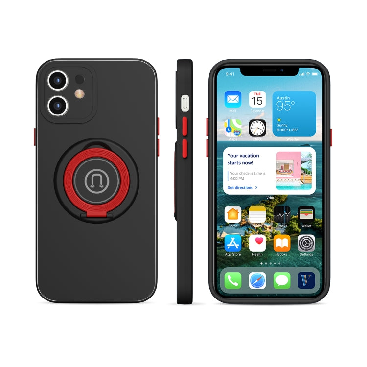 For iPhone 12 mini Skin Feel 2 in 1 Magnetic PC + TPU Shockproof Case with Ring Holder