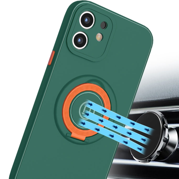 For iPhone 12 mini Skin Feel 2 in 1 Magnetic PC + TPU Shockproof Case with Ring Holder