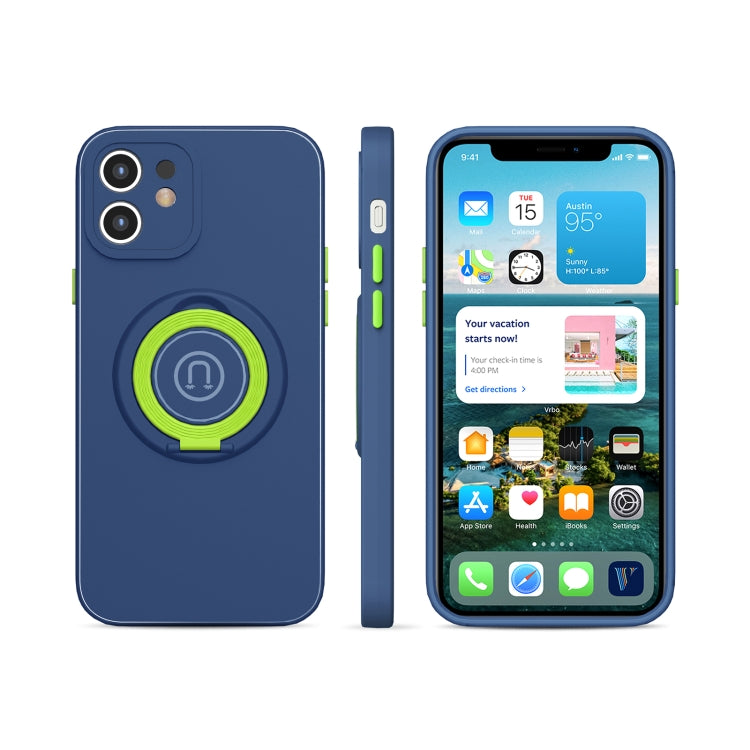 For iPhone 12 Skin Feel 2 in 1 Magnetic PC + TPU Shockproof Case with Ring Holder