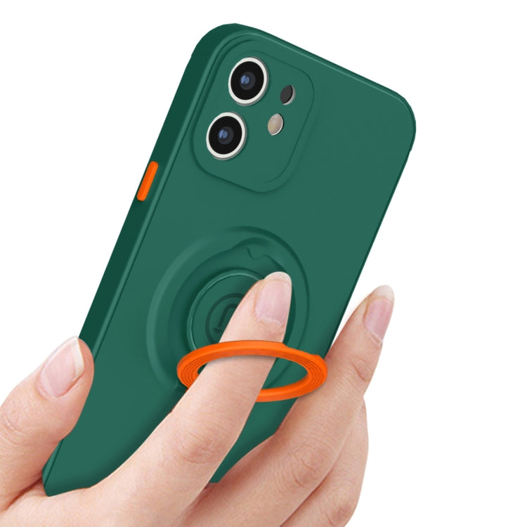 For iPhone 12 Skin Feel 2 in 1 Magnetic PC + TPU Shockproof Case with Ring Holder
