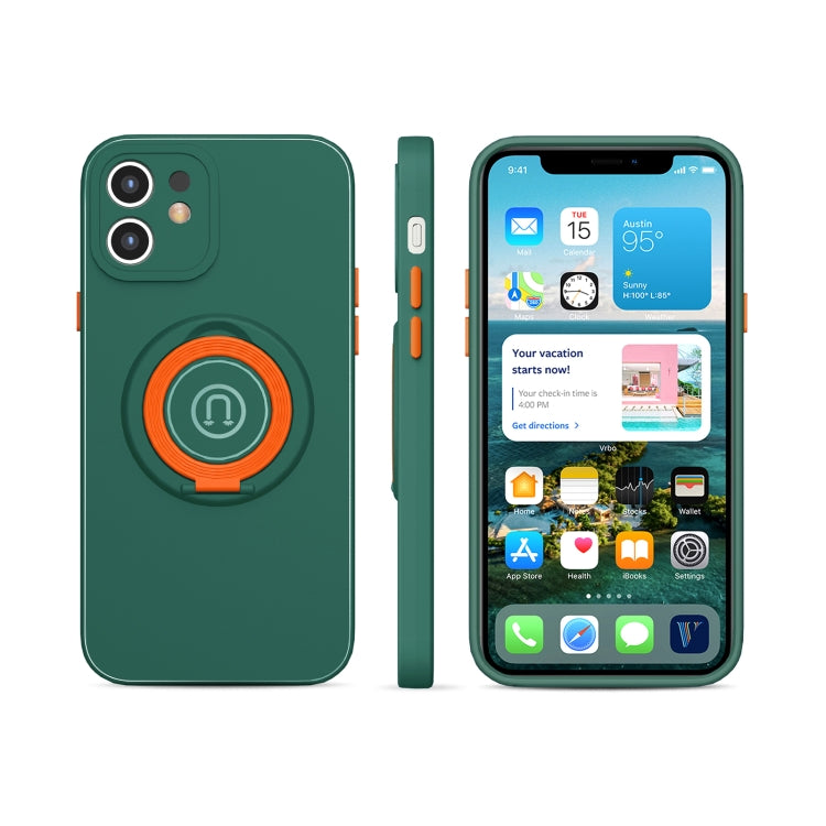 For iPhone 11 Skin Feel 2 in 1 Magnetic PC + TPU Shockproof Case with Ring Holder