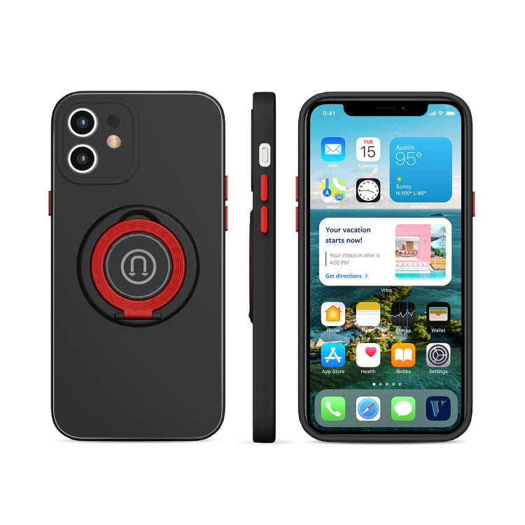 For iPhone 11 Skin Feel 2 in 1 Magnetic PC + TPU Shockproof Case with Ring Holder