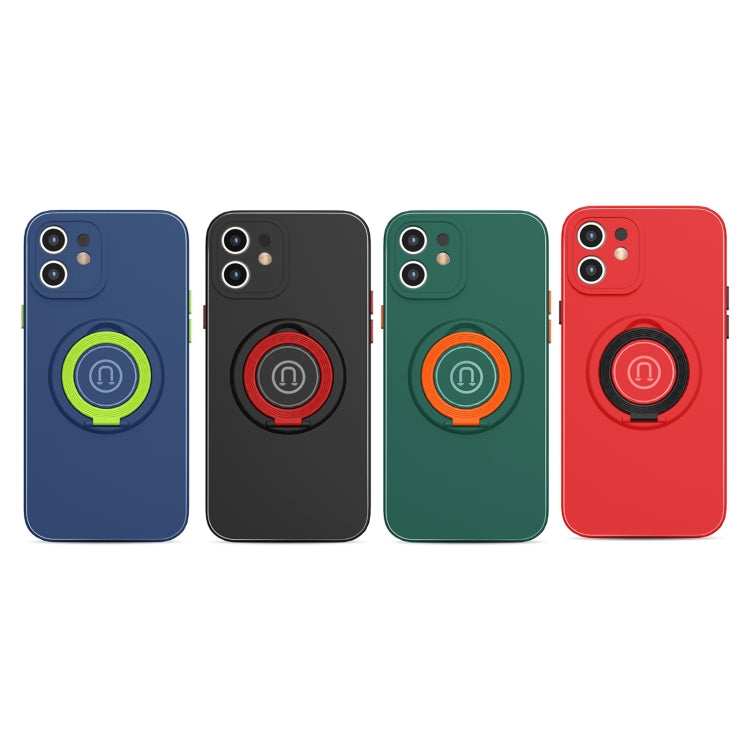 For iPhone 11 Skin Feel 2 in 1 Magnetic PC + TPU Shockproof Case with Ring Holder