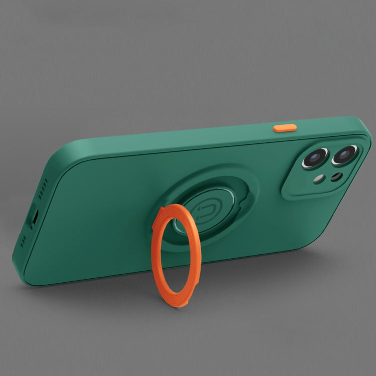 For iPhone 11 Skin Feel 2 in 1 Magnetic PC + TPU Shockproof Case with Ring Holder