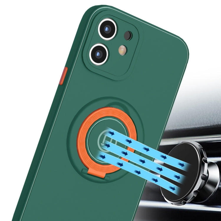 For iPhone 11 Skin Feel 2 in 1 Magnetic PC + TPU Shockproof Case with Ring Holder