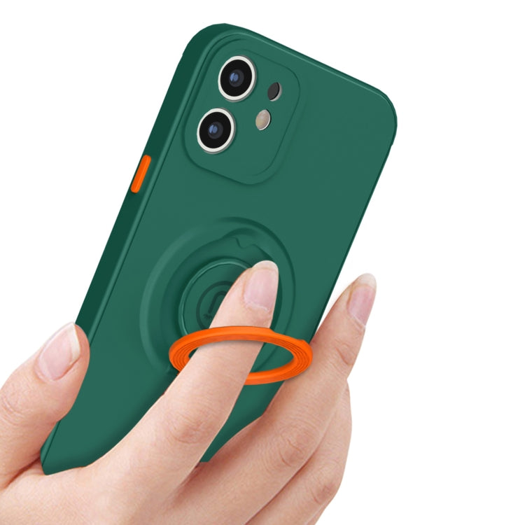 For iPhone 11 Skin Feel 2 in 1 Magnetic PC + TPU Shockproof Case with Ring Holder