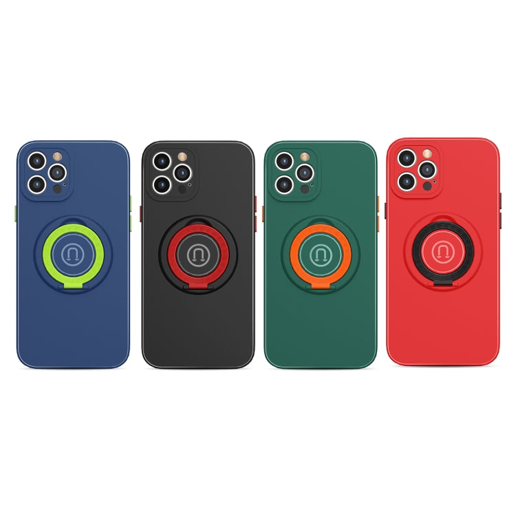 For iPhone 11 Pro Skin Feel 2 in 1 Magnetic PC + TPU Shockproof Case with Ring Holder