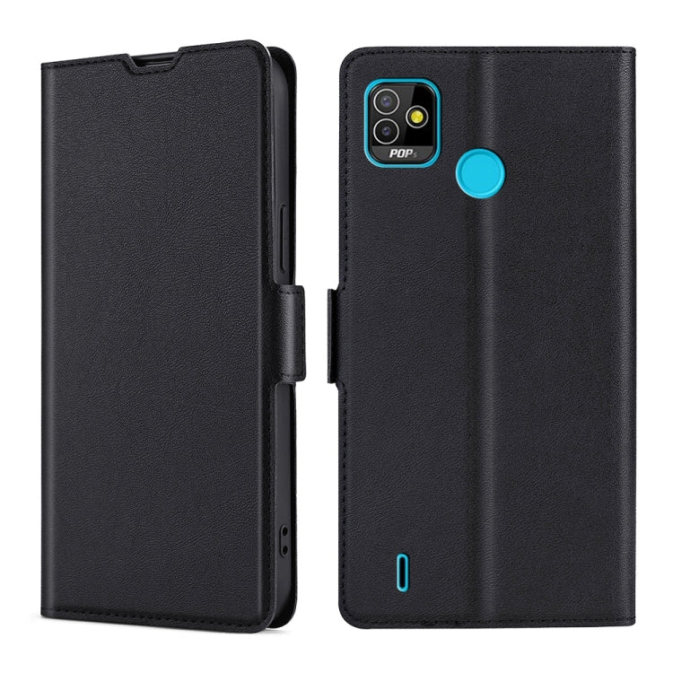 For Tecno Pop 5 Ultra-thin Voltage Side Buckle PU + TPU Horizontal Flip Leather Case with Holder & Card Slot