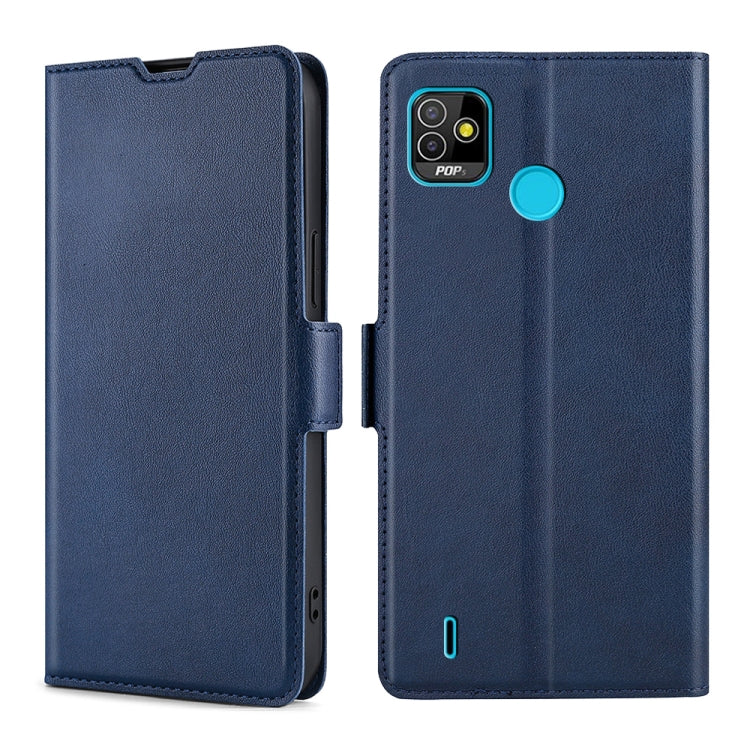 For Tecno Pop 5 Ultra-thin Voltage Side Buckle PU + TPU Horizontal Flip Leather Case with Holder & Card Slot