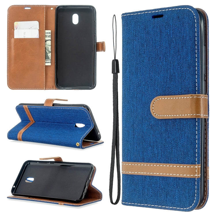 For Xiaomi Redmi 8A Color Matching Denim Texture Horizontal Flip PU Leather Case with Holder & Card Slots & Wallet & Lanyard