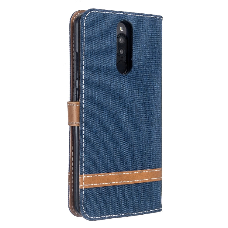 For Xiaomi Redmi 8 Color Matching Denim Texture Horizontal Flip PU Leather Case with Holder & Card Slots & Wallet & Lanyard