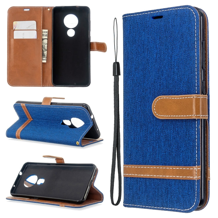 For Nokia 6.2 / 7.2 Color Matching Denim Texture Horizontal Flip PU Leather Case with Holder & Card Slots & Wallet & Lanyard
