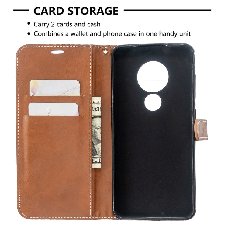For Nokia 6.2 / 7.2 Color Matching Denim Texture Horizontal Flip PU Leather Case with Holder & Card Slots & Wallet & Lanyard