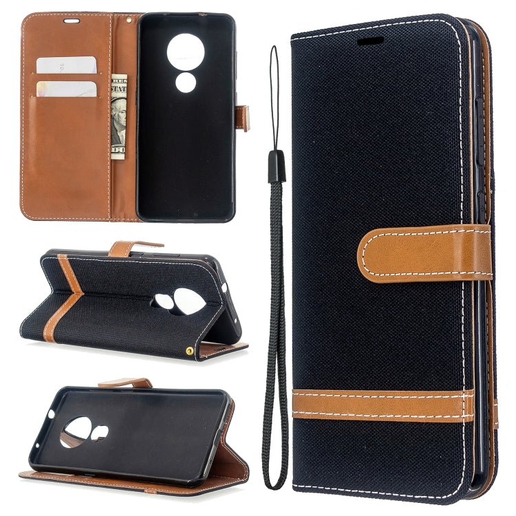 For Nokia 6.2 / 7.2 Color Matching Denim Texture Horizontal Flip PU Leather Case with Holder & Card Slots & Wallet & Lanyard
