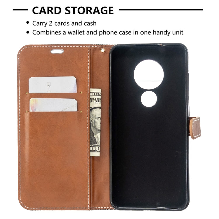For Nokia 6.2 / 7.2 Color Matching Denim Texture Horizontal Flip PU Leather Case with Holder & Card Slots & Wallet & Lanyard