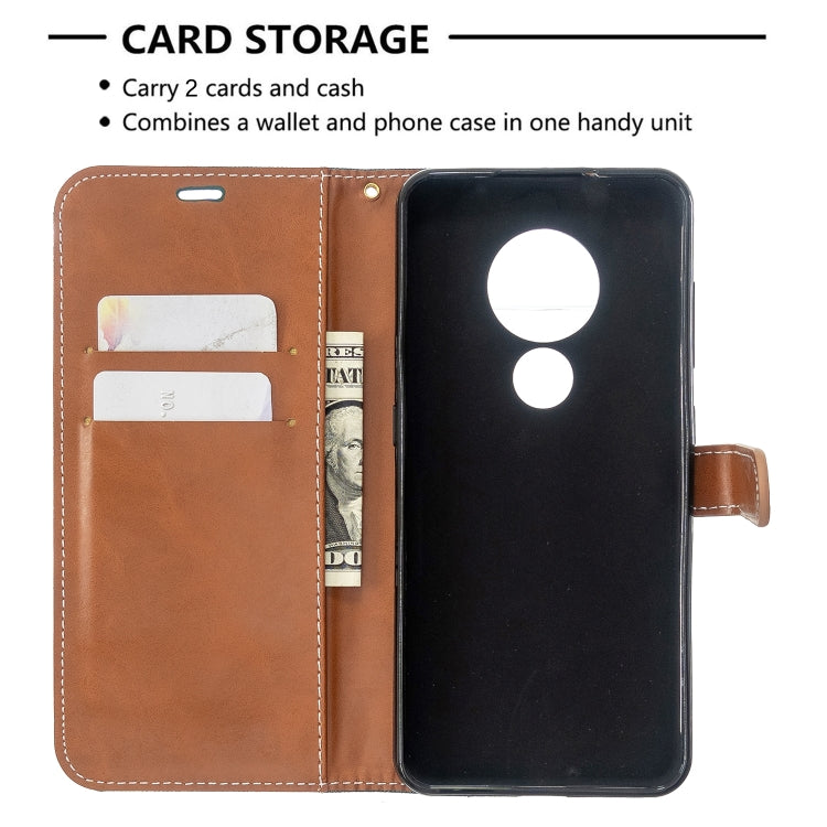 For Nokia 6.2 / 7.2 Color Matching Denim Texture Horizontal Flip PU Leather Case with Holder & Card Slots & Wallet & Lanyard