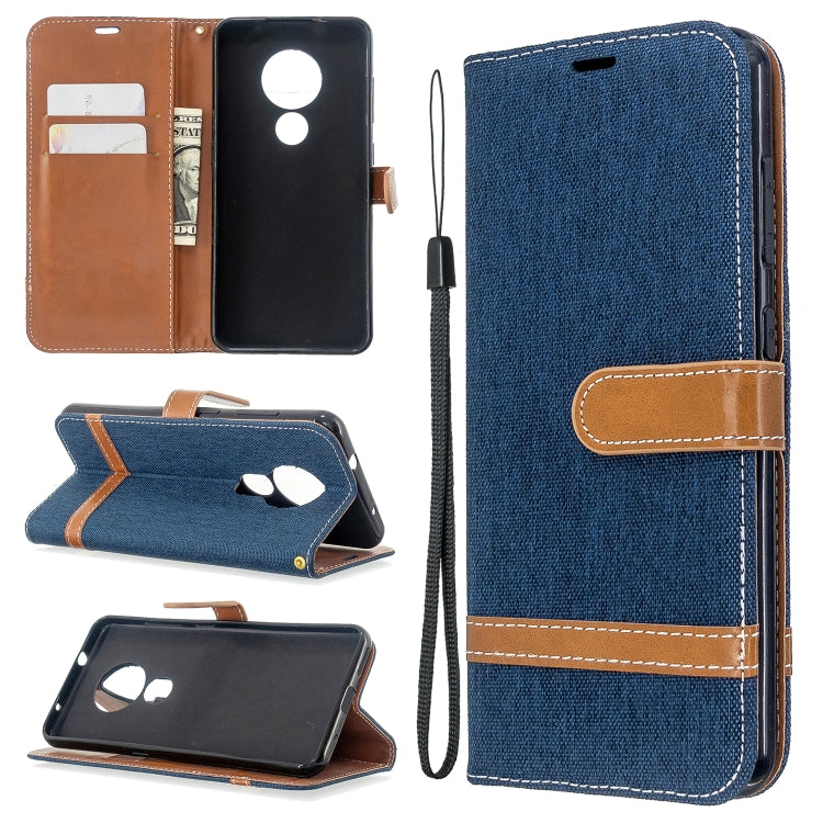 For Nokia 6.2 / 7.2 Color Matching Denim Texture Horizontal Flip PU Leather Case with Holder & Card Slots & Wallet & Lanyard