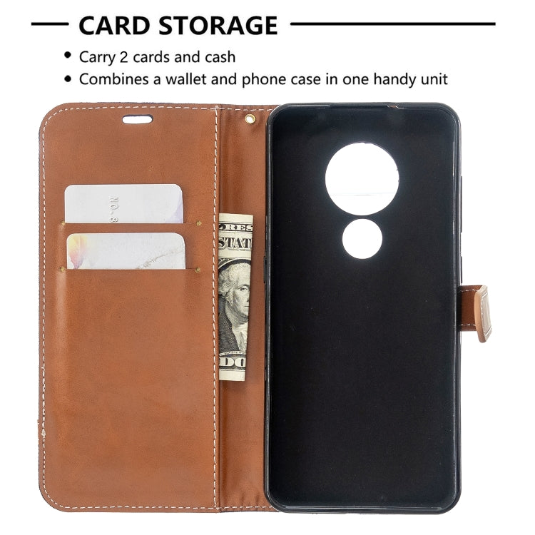 For Nokia 6.2 / 7.2 Color Matching Denim Texture Horizontal Flip PU Leather Case with Holder & Card Slots & Wallet & Lanyard