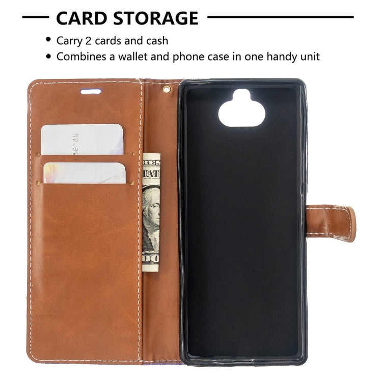 For Sony Xperia 20 Color Matching Denim Texture Horizontal Flip PU Leather Case with Holder & Card Slots & Wallet & Lanyard