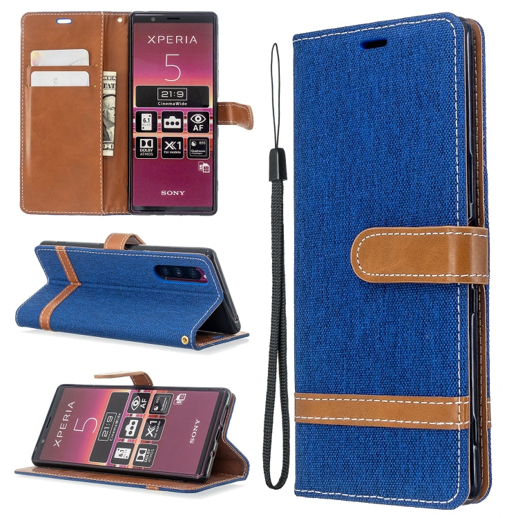 For Sony Xperia 5 / XZ5 Color Matching Denim Texture Horizontal Flip PU Leather Case with Holder & Card Slots & Wallet & Lanyard