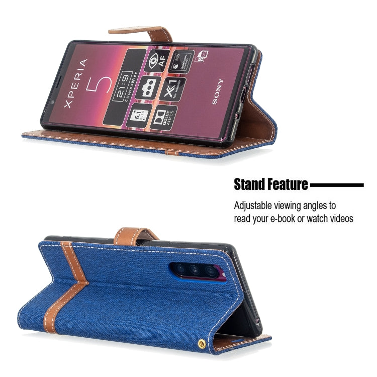 For Sony Xperia 5 / XZ5 Color Matching Denim Texture Horizontal Flip PU Leather Case with Holder & Card Slots & Wallet & Lanyard