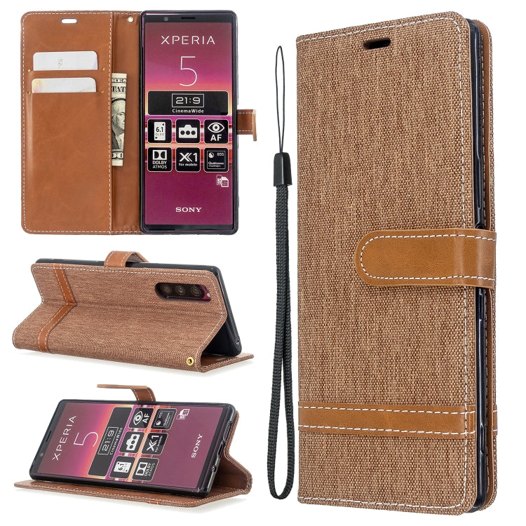 For Sony Xperia 5 / XZ5 Color Matching Denim Texture Horizontal Flip PU Leather Case with Holder & Card Slots & Wallet & Lanyard