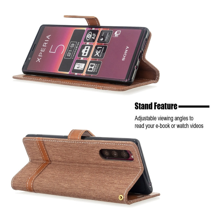 For Sony Xperia 5 / XZ5 Color Matching Denim Texture Horizontal Flip PU Leather Case with Holder & Card Slots & Wallet & Lanyard