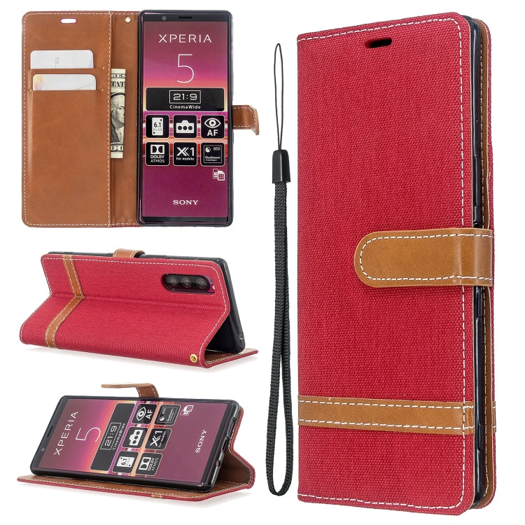 For Sony Xperia 5 / XZ5 Color Matching Denim Texture Horizontal Flip PU Leather Case with Holder & Card Slots & Wallet & Lanyard