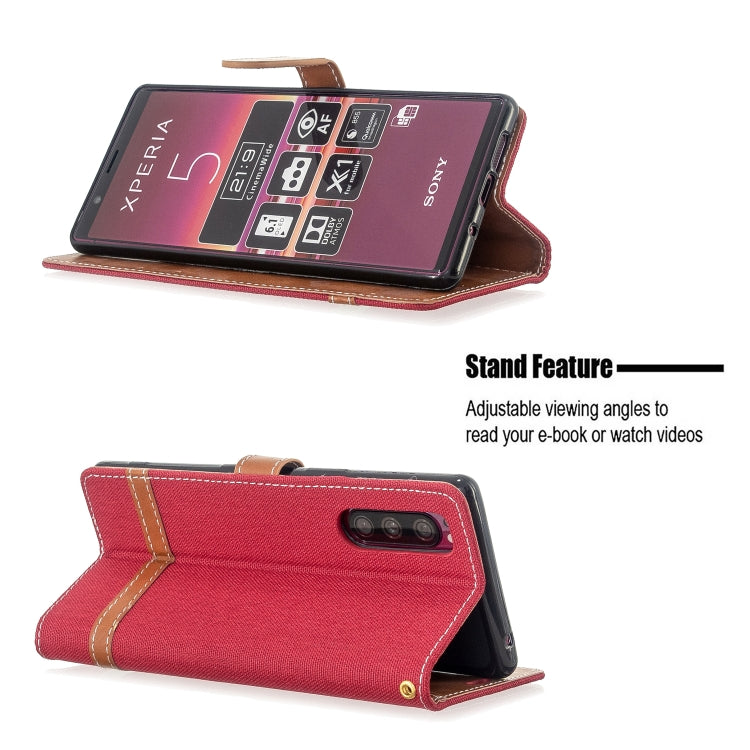 For Sony Xperia 5 / XZ5 Color Matching Denim Texture Horizontal Flip PU Leather Case with Holder & Card Slots & Wallet & Lanyard