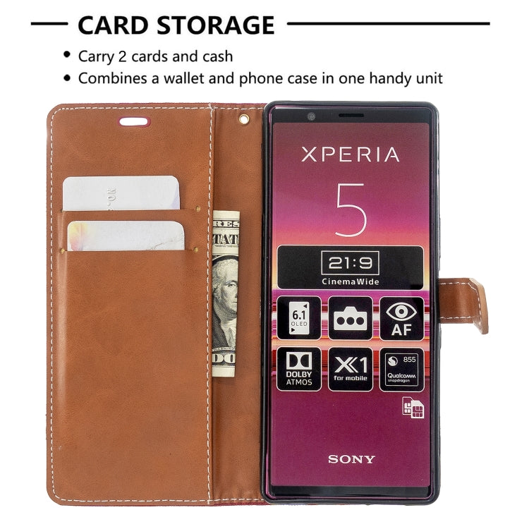 For Sony Xperia 5 / XZ5 Color Matching Denim Texture Horizontal Flip PU Leather Case with Holder & Card Slots & Wallet & Lanyard