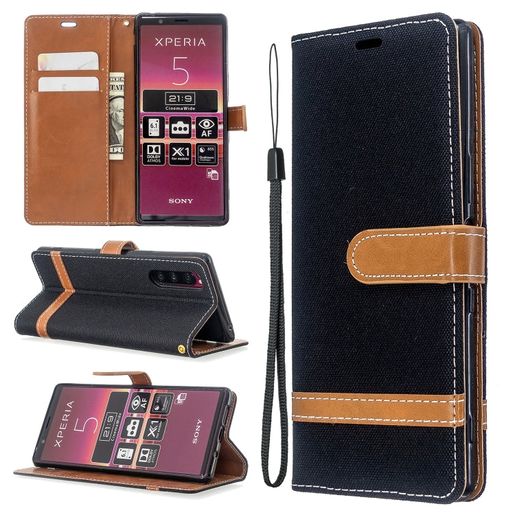 For Sony Xperia 5 / XZ5 Color Matching Denim Texture Horizontal Flip PU Leather Case with Holder & Card Slots & Wallet & Lanyard