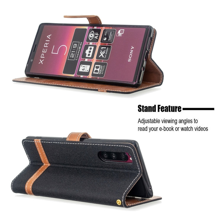 For Sony Xperia 5 / XZ5 Color Matching Denim Texture Horizontal Flip PU Leather Case with Holder & Card Slots & Wallet & Lanyard