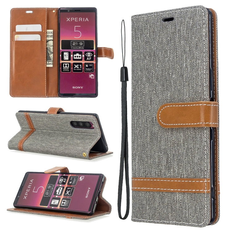 For Sony Xperia 5 / XZ5 Color Matching Denim Texture Horizontal Flip PU Leather Case with Holder & Card Slots & Wallet & Lanyard