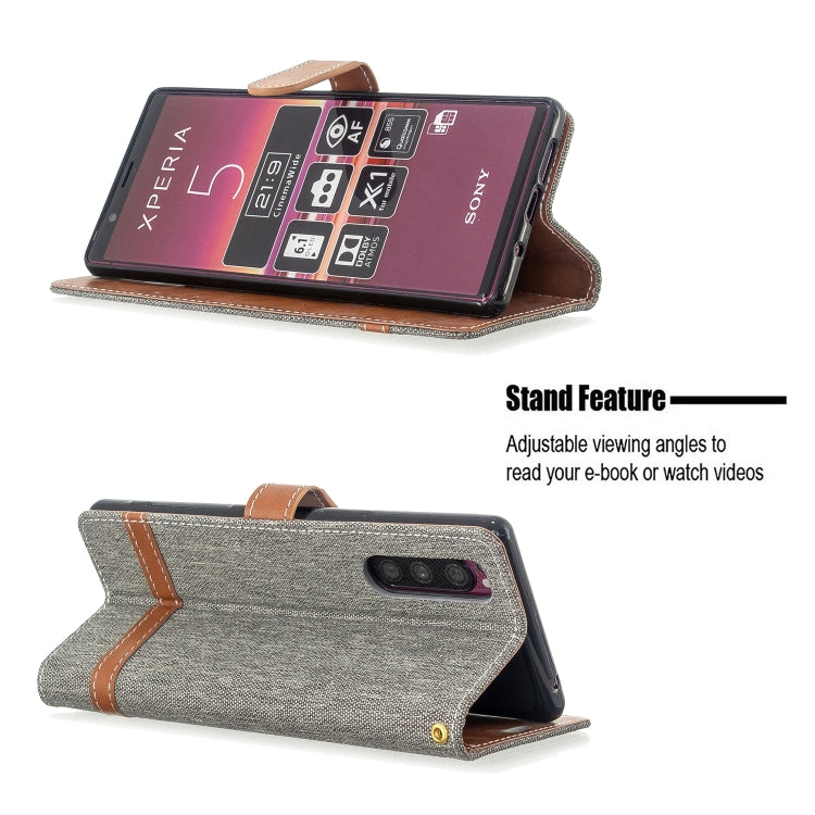 For Sony Xperia 5 / XZ5 Color Matching Denim Texture Horizontal Flip PU Leather Case with Holder & Card Slots & Wallet & Lanyard