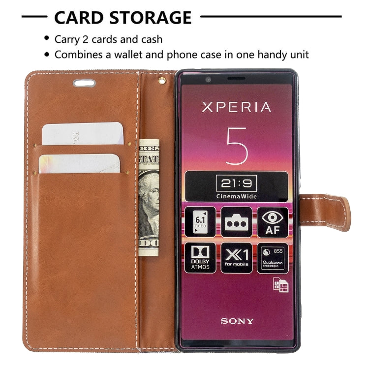 For Sony Xperia 5 / XZ5 Color Matching Denim Texture Horizontal Flip PU Leather Case with Holder & Card Slots & Wallet & Lanyard