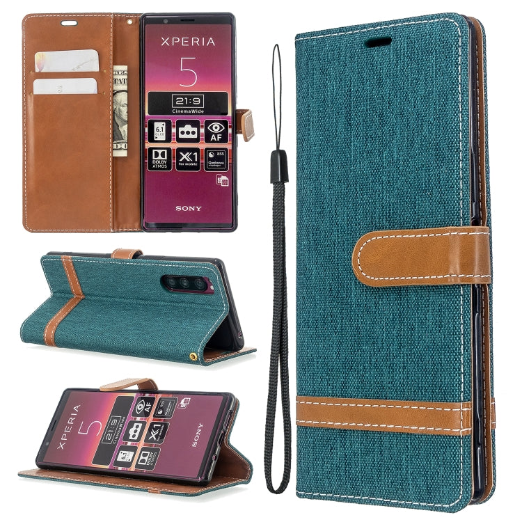 For Sony Xperia 5 / XZ5 Color Matching Denim Texture Horizontal Flip PU Leather Case with Holder & Card Slots & Wallet & Lanyard